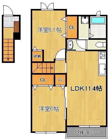 ファインソフトリー(2LDK/2階)の間取り写真