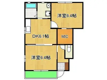 コムハウス  壱番館(2DK/1階)の間取り写真