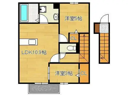 S・ウィットますみ(2LDK/2階)の間取り写真