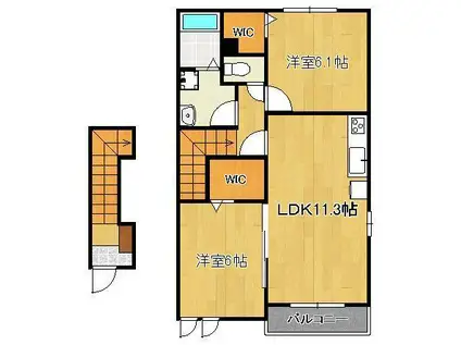 ジェイ・ヴィルタス 3(2LDK/2階)の間取り写真