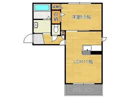 リバーサイド小野田2(1LDK/1階)の間取り写真
