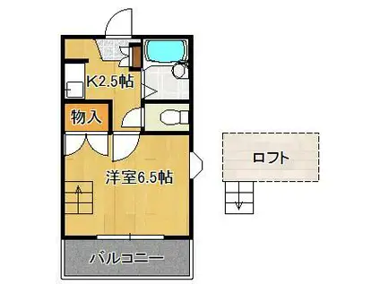 パレス南王子(1K/1階)の間取り写真