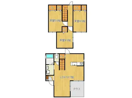 筑豊電気鉄道 永犬丸駅 徒歩35分 2階建 築13年(3LDK)の間取り写真