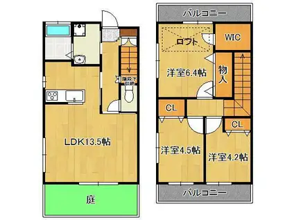 木屋瀬第一ハイツ(3LDK/1階)の間取り写真