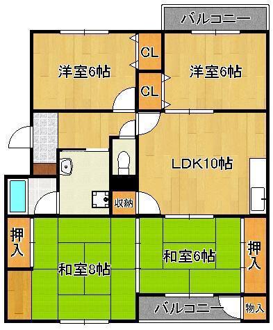 アンシャンテ八幡西(4LDK/2階)の間取り写真