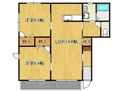 ソラーナ(2LDK/1階)の間取り写真