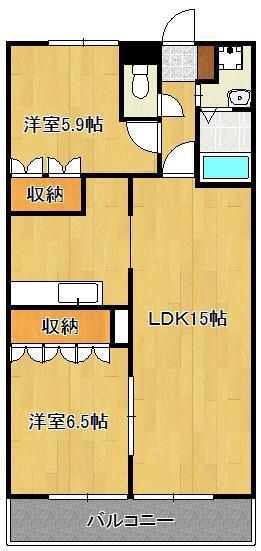 フォルティア(2LDK/2階)の間取り写真