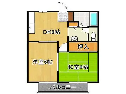 キャビン一番館(2DK/2階)の間取り写真
