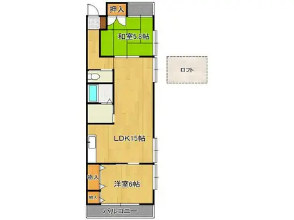 センターヴィレッジ吉祥寺(2LDK/2階)の間取り写真