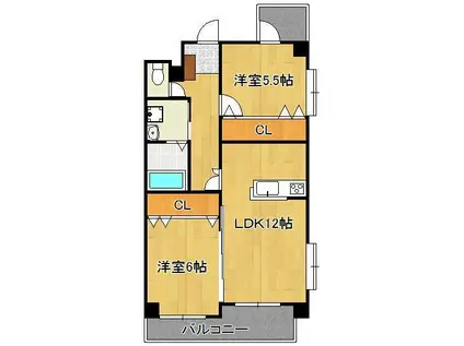 ノーブル三ヶ森(2LDK/3階)の間取り写真