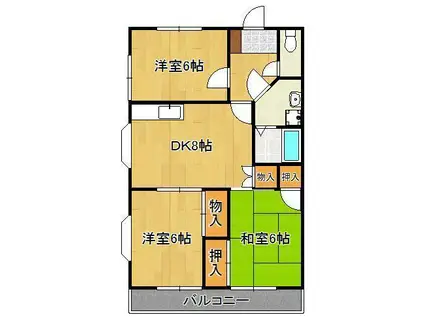 下境屋戸ハイツ(3DK/3階)の間取り写真