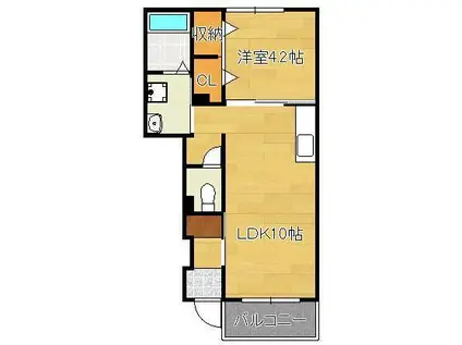 サニープレイス大平(1LDK/1階)の間取り写真