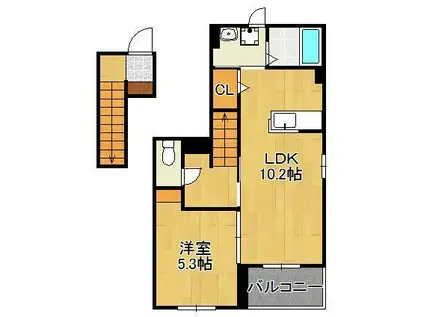 ブルックサイドアベニュー(1LDK/2階)の間取り写真