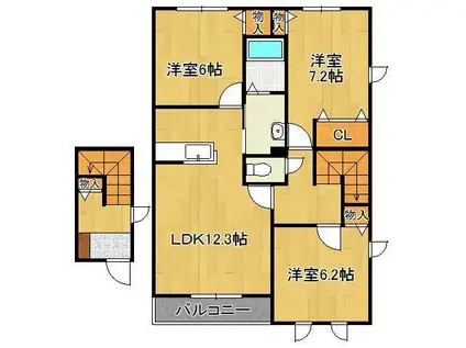 クラヴィエ石坂 A (3LDK/2階)の間取り写真