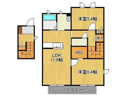 クラヴィエ石坂 C (2LDK/2階)の間取り写真
