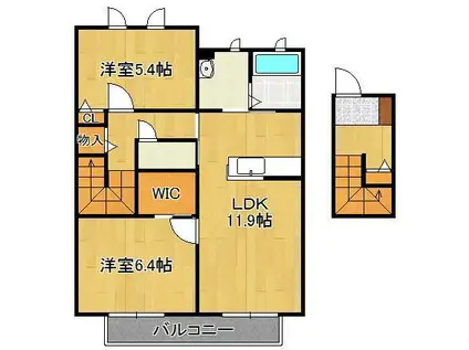 クラヴィエ石坂 D (2LDK/2階)の間取り写真