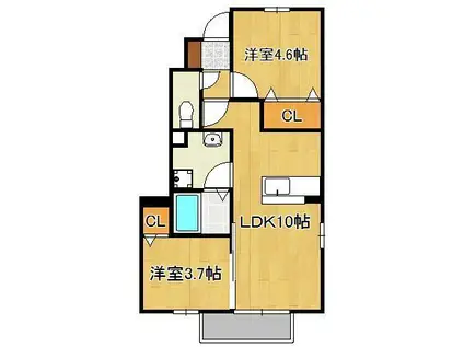 サン・ドリーム千代(2LDK/1階)の間取り写真