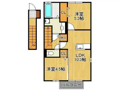 サン・ドリーム千代(2LDK/2階)の間取り写真