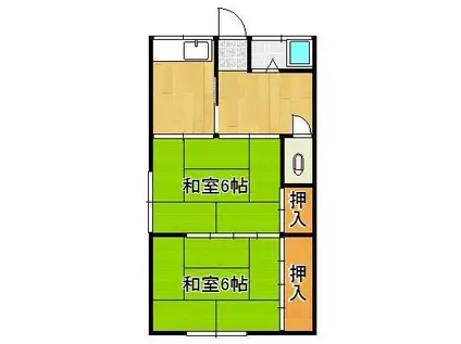 南台アパートB棟(2K/2階)の間取り写真