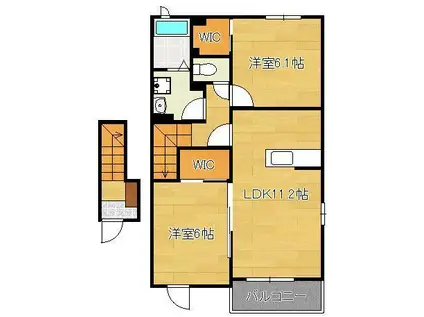 カーサ・アリエッタB(2LDK/2階)の間取り写真
