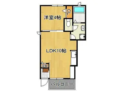 ベル コリーヌ・オネットB(1LDK/1階)の間取り写真