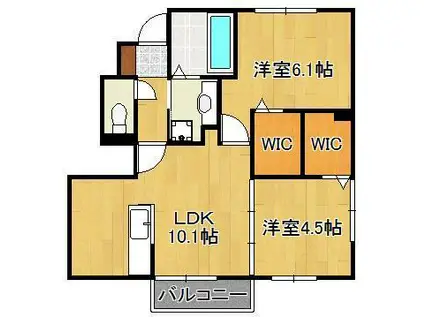 トレス楠橋西館(2LDK/2階)の間取り写真