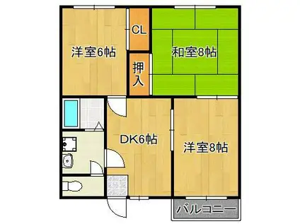 ミズハウス(3DK/2階)の間取り写真