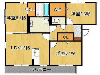 ホワイトパレス藤ノ元(3LDK/1階)の間取り写真