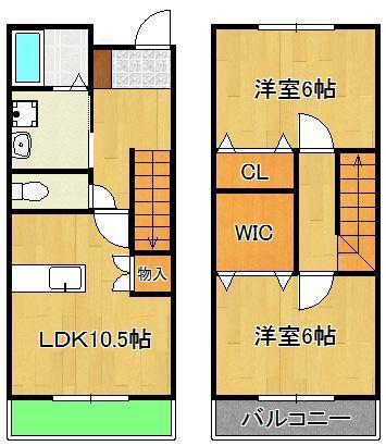 アールズレジデンス黒崎南(2LDK/1階)の間取り写真
