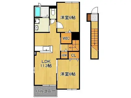 プラシード(2LDK/2階)の間取り写真