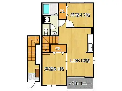 ファミーユ・K B(2LDK/2階)の間取り写真