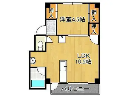 RENATUS上津役1(1LDK/4階)の間取り写真