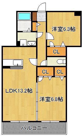 メディアパークⅤ(2LDK/2階)の間取り写真