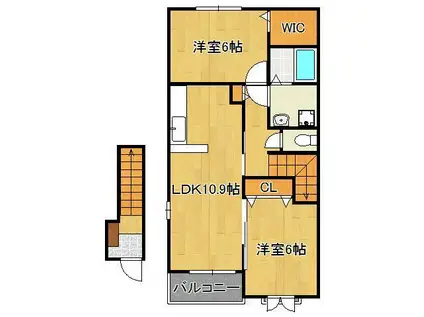 ジェイ・ヴィルタスⅤ(2LDK/2階)の間取り写真
