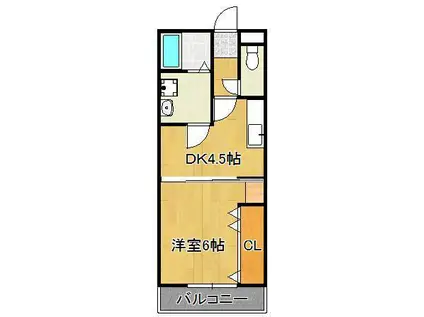 ミースⅡ(1DK/1階)の間取り写真