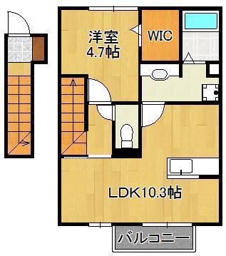 オレンジハウス(1LDK/2階)の間取り写真