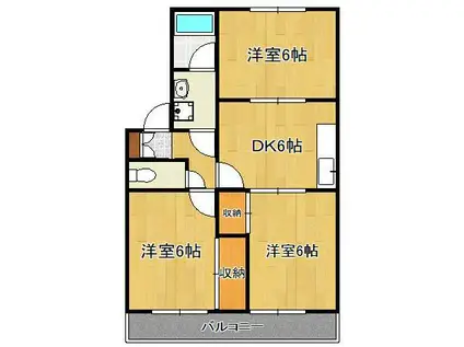 ジュネス引野(3DK/1階)の間取り写真