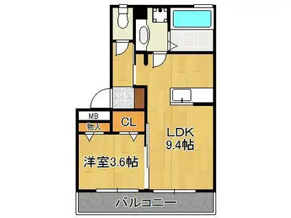 レスポアール(1LDK/1階)の間取り写真