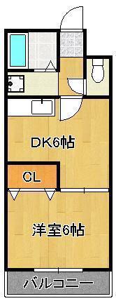D.ROOMⅡ(1DK/2階)の間取り写真