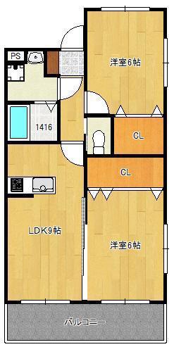 クラッセ三ヶ森(2LDK/1階)の間取り写真