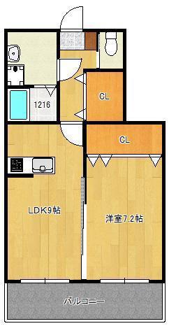 クラッセ三ヶ森(1LDK/1階)の間取り写真