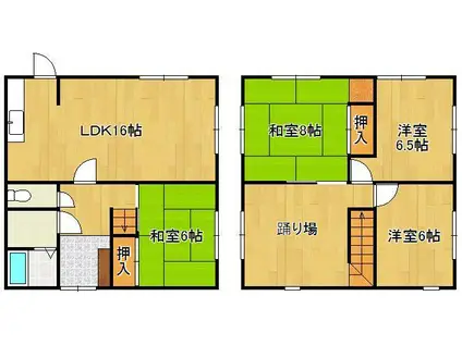 筑豊電気鉄道 三ケ森駅 徒歩24分 2階建 築37年(4LDK)の間取り写真