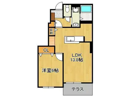 メゾン感田C(1LDK/1階)の間取り写真