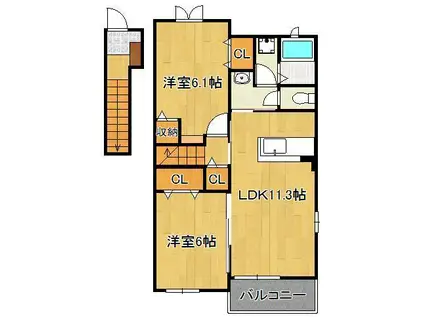 オーブソレイユ2(2LDK/2階)の間取り写真