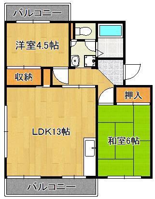 直方COMODO(2LDK/3階)の間取り写真