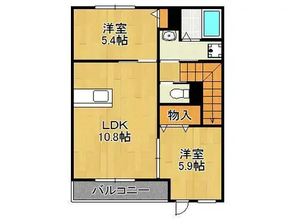 SLOW HAND六番館(2LDK/2階)の間取り写真