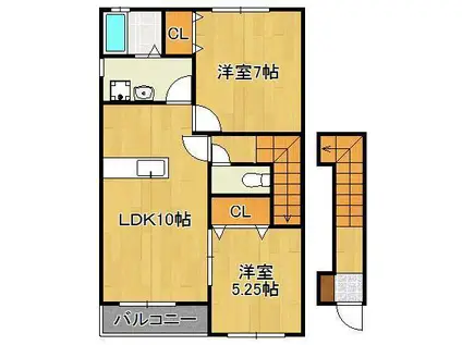 ファミリーヒルズ星ヶ丘Ⅰ(2LDK/2階)の間取り写真