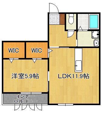 筑豊電気鉄道 今池駅(福岡) 徒歩14分 2階建 築10年(1LDK/2階)の間取り写真
