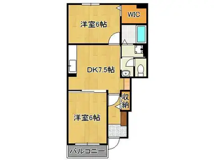 ロワンテール1(2DK/1階)の間取り写真