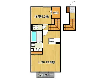 プランタン星ヶ丘5(1LDK/2階)の間取り写真